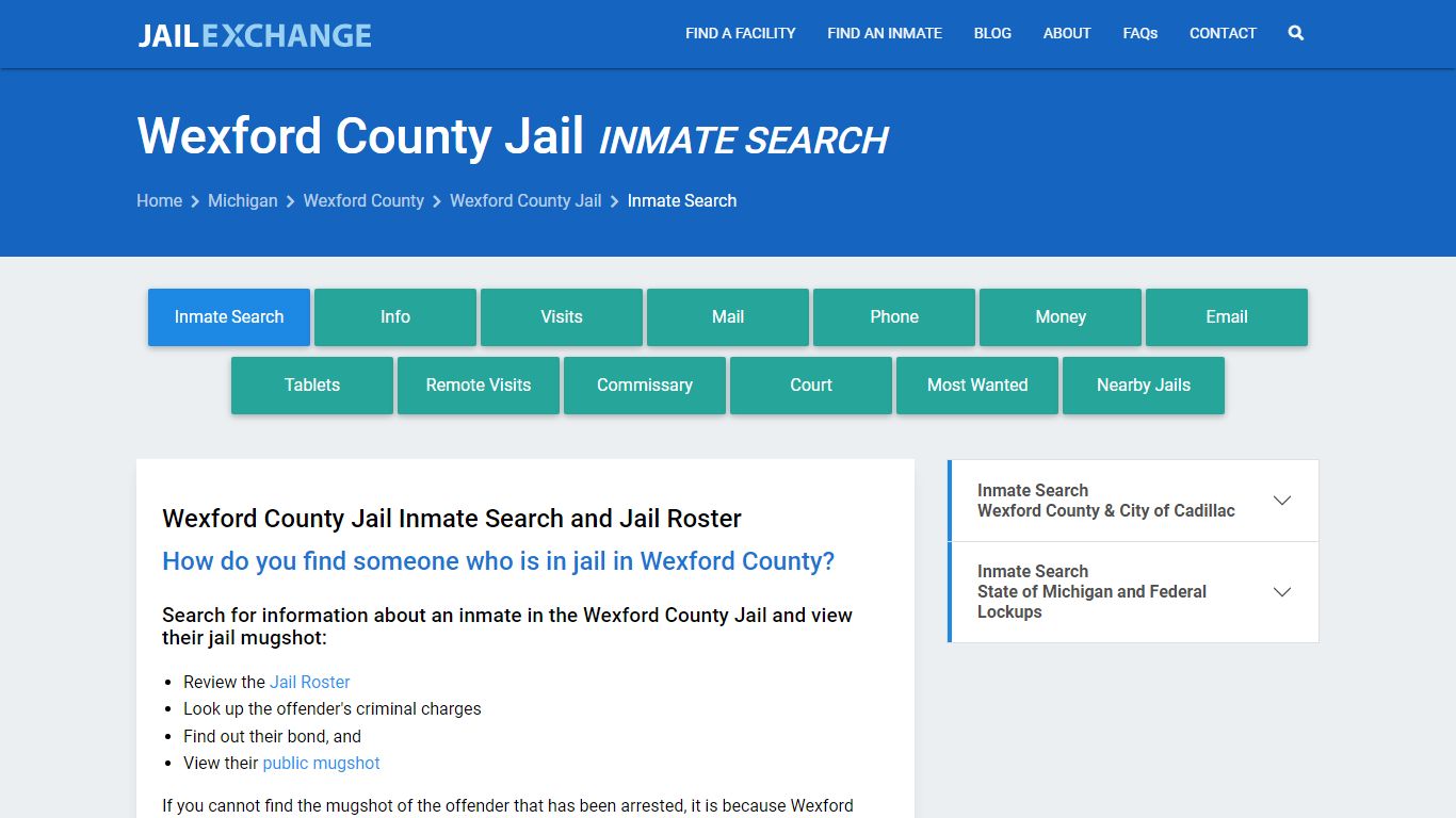 Inmate Search: Roster & Mugshots - Wexford County Jail, MI